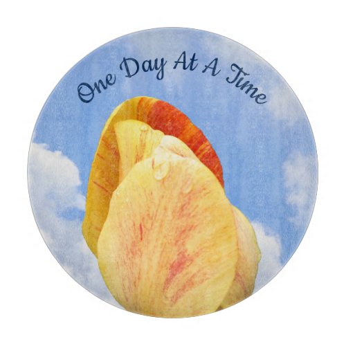Tulip Flower One Day At A Time Inspirational       Cutting Board