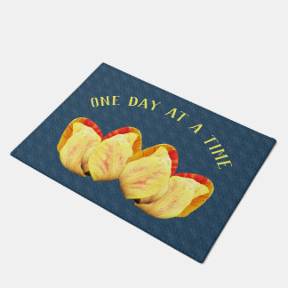 Tulip Flower One Day At A Time Inspirational Doormat