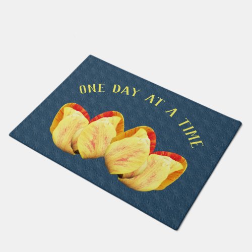 Tulip Flower One Day At A Time Inspirational    Doormat