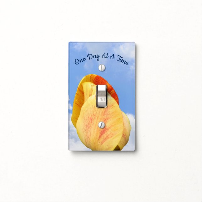 Tulip Flower One Day At A Time Inspirational     Light Switch Cover (In Situ)