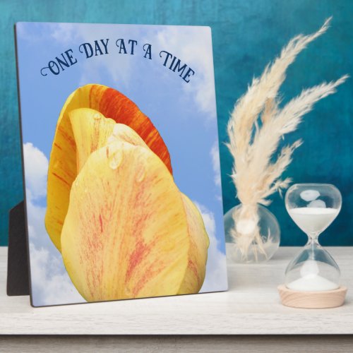 Tulip Flower One Day At A Time Inspirational Plaque