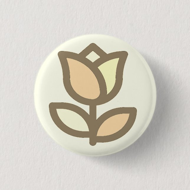 Tulip flower pattern cream backdrop  button (Front)