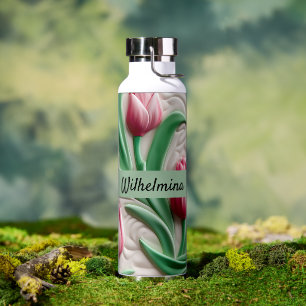 Tulip Flower Personalized 3D Seamless Pattern Water Bottle