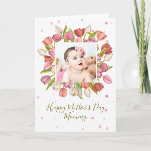 Tulip Flower Personalized Mothers Day Photo Holiday Card