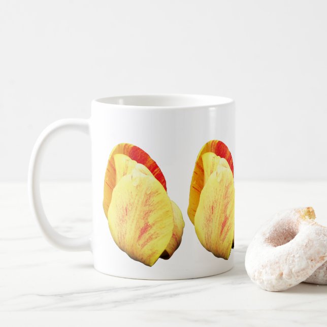 Tulip Flower Petals Raindrops  Coffee Mug (With Donut)