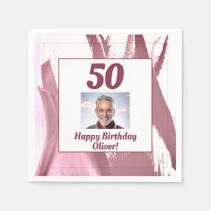 Tulip Flower Red 50th Birthday Floral Photo Napkins