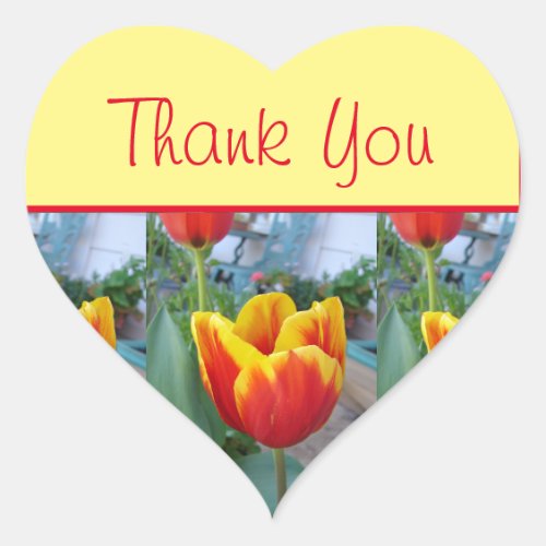 Tulip Flower Red Yellow floral Thank You Sticker