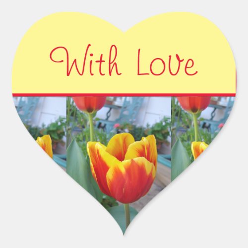 Tulip Flower Red Yellow floral With Love Sticker