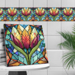Tulip flower stained glass mosaic ceramic tile<br><div class="desc">Tulip flower stained glass mosaic</div>
