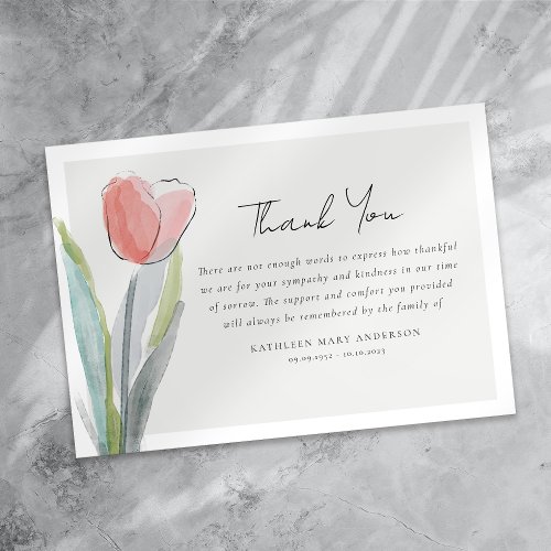 Tulip Flower Sympathy Funeral Thank You Card