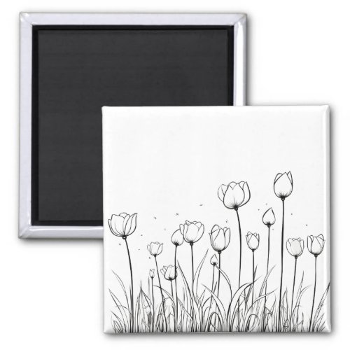 Tulip Flower Tulipa Floral Stencil Pattern Design Magnet