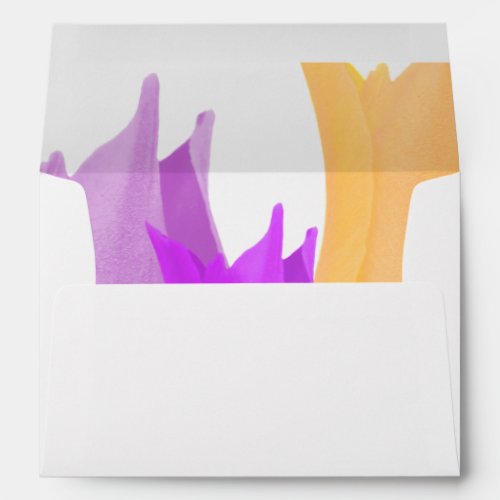 Tulip Flower Wedding Envelope - Elegant and stylish purple and yellow tulip flower on a white background. Great for your wedding invitation and other wedding cards. Goes with tulip wedding collection.