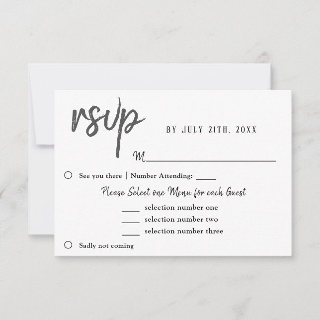 Tulip Flower Wedding Menu Choice RSVP (Front)