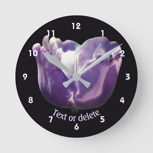 Tulip Flower With Bee Personalized   Round Clock (Front)
