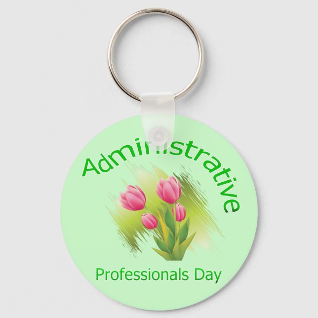 Tulip Flowers Administrative Professionals Day Keychain (Front)