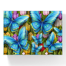 Tulip Flowers and Butterflies Paperweight