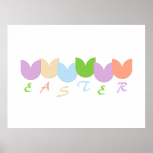 Tulip Flowers and Custom Text Spring Pastel Colors Poster