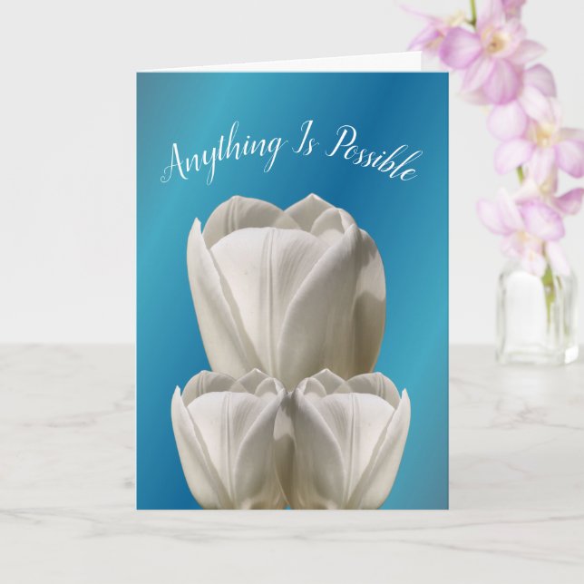 Tulip Flowers Anything Is Possible Inspirational  Card (Orchid)