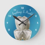 Tulip Flowers Anything Is Possible Inspirational   Round Clock at Zazzle