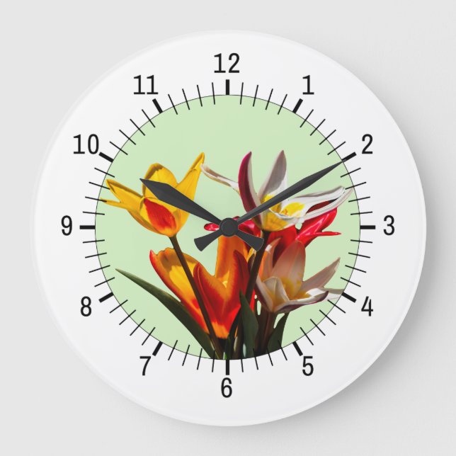 Tulip flowers customizable large clock (Front)