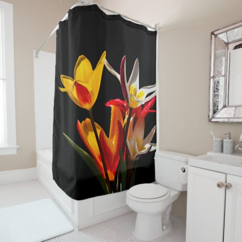 Tulip Flowers _ Flourish Dark Shower Curtain