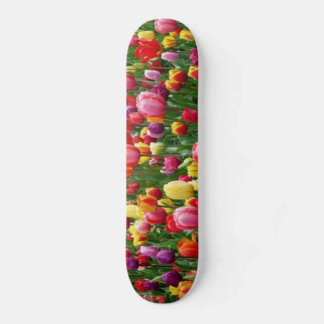 Tulip Flowers Garden Banner Skateboard (Front)