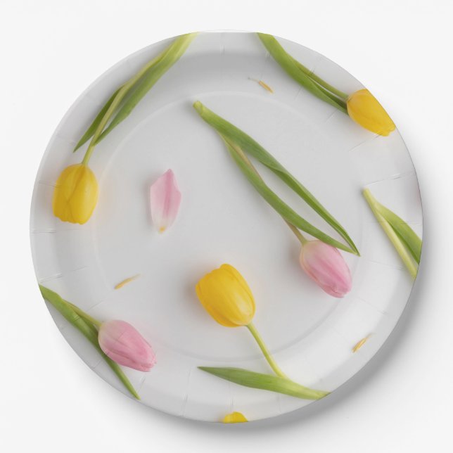 Tulip Flowers  Paper Plates (Front)