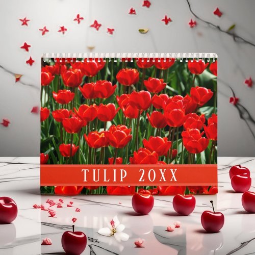 Tulip Flowers Photography Red Colorful Floral 2024 Calendar