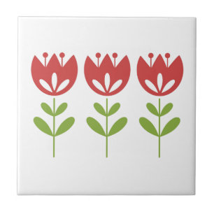 Tulip Flowers Simple Modern Classic Red Nature Ceramic Tile