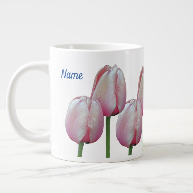 Tulip Flowers Your Name Personalized   Giant Coffee Mug (Left)