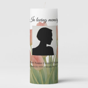 Tulip funeral memorial pillar candle