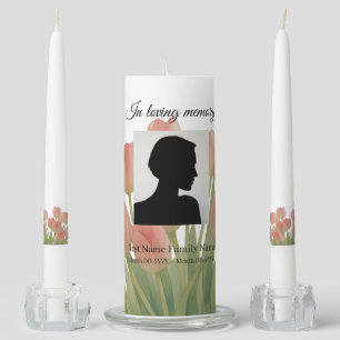 Tulip funeral memorial pillar/ taper unity candle set
