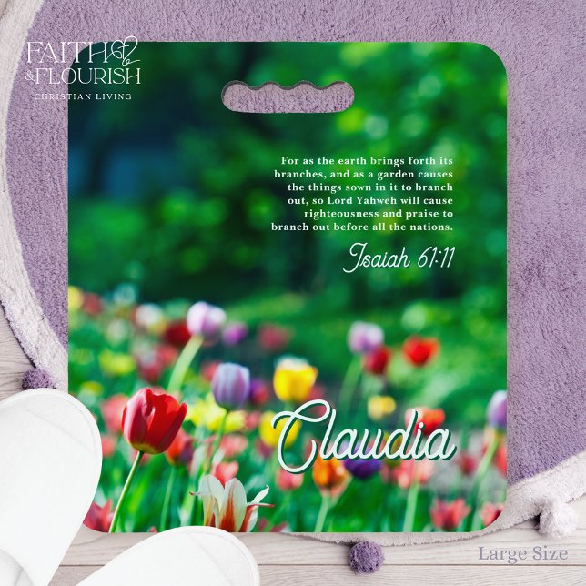 Tulip Garden Bible Scripture Prayer Kneeling Seat Cushion (Creator Uploaded)