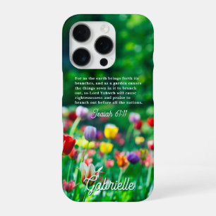 Tulip Garden Bible Verse iPhone 16 Pro Case