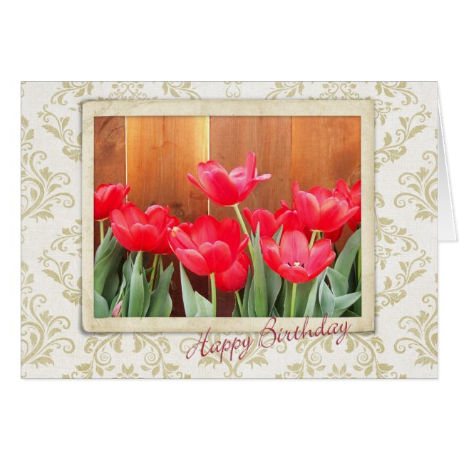 Tulip Garden Birthday Cards (Front Horizontal)