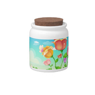 Tulip Garden Butterfly Candy Jar