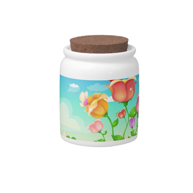 Tulip Garden Butterfly Candy Jar (Front)