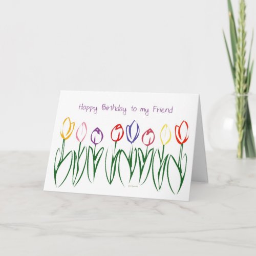 Tulip Garden Friends Birthday Card