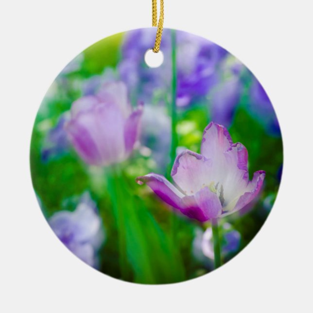 Tulip garden, Giverny, France Ceramic Ornament (Front)