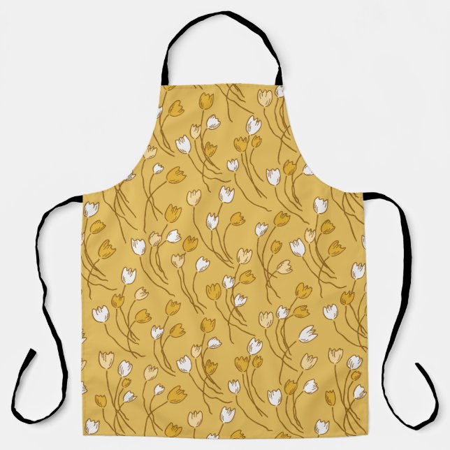 Tulip Garden - Golden Botanical Elegance  Apron (Front)