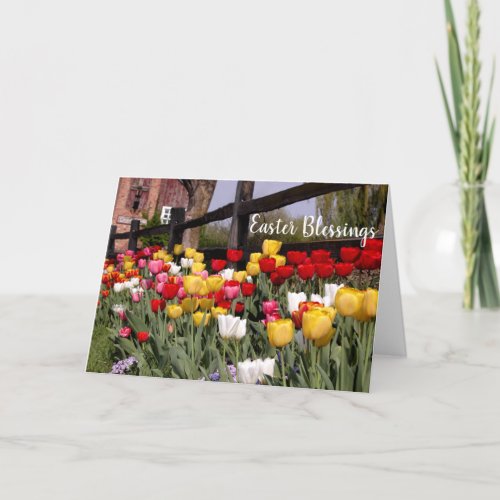 Tulip Garden Happy Easter Blessings Holiday Card