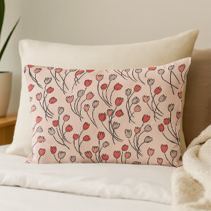 Tulip Garden - Modern Floral In Red & Pink Pillow Case