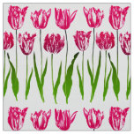 Tulip Garden Print in Fuchsia Pink and Green Fabric