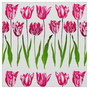 Tulip Garden Print in Fuchsia Pink and Green Fabric