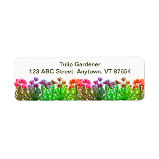 Tulip Garden Rainbow Customizable Label