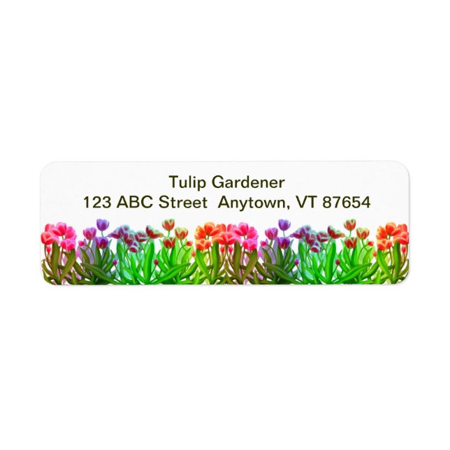 Tulip Garden Rainbow Customizable Label (Front)