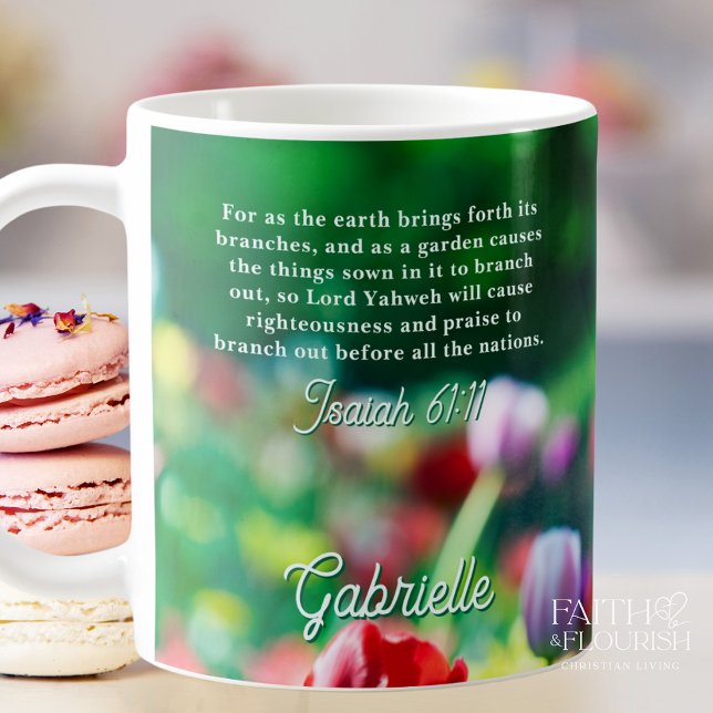 Tulip Garden Scripture Personalized Coffee Mug (Creator Uploaded)