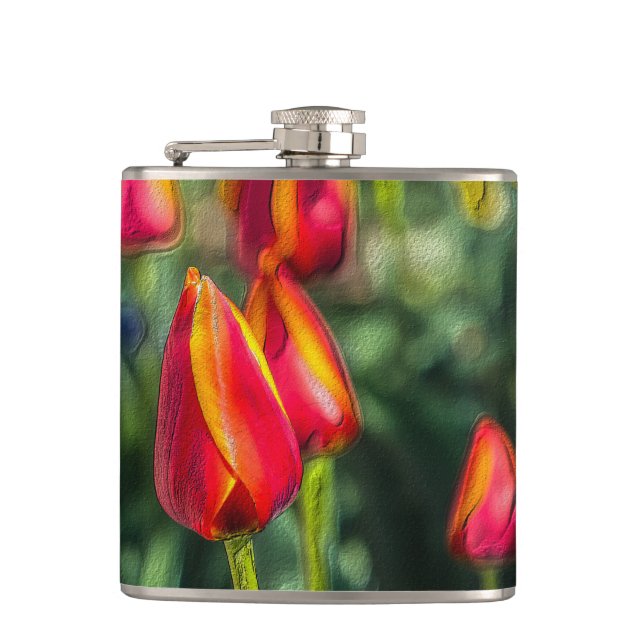 Tulip Garden Textured Flask (Front)