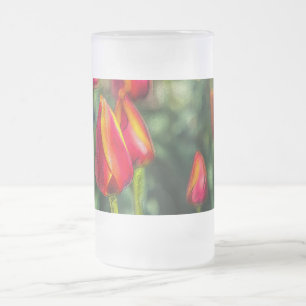 Tulip Garden Textured Frosted Glass Beer Mug