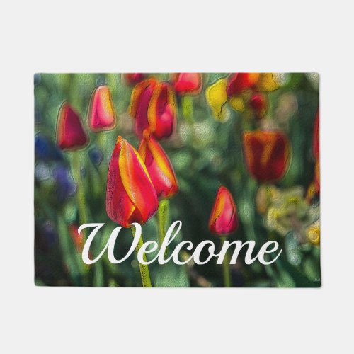 Tulip Garden Textured Welcome Doormat